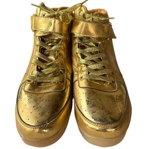 Unisex/Men's Metallic Gold High Top Lace-up Sneakers Size 12 (Brand Unknown)